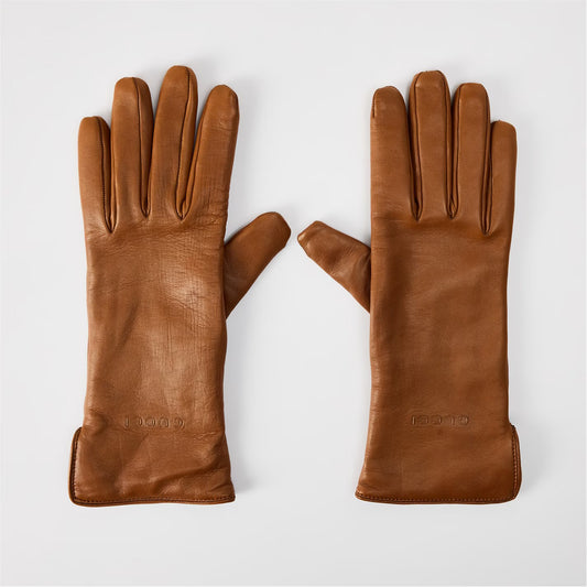 Women's GG Cuff Leather Gloves