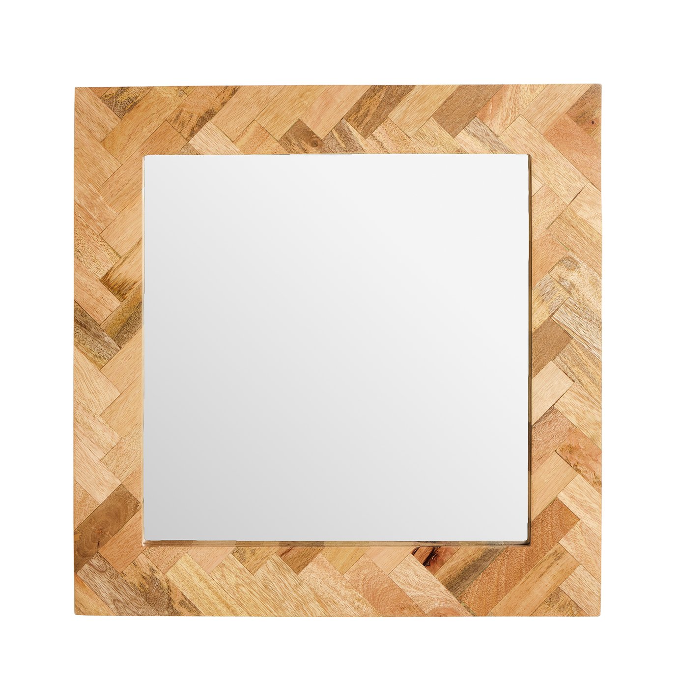 Habitat Wooden Herringbone Square Wall Mirror - 60x60cm