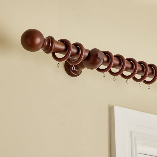 Argos Home Wooden Ball Walnut Stain Curtain Pole - 180cm