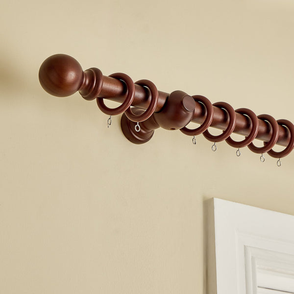 Argos Home Wooden Ball Walnut Stain Curtain Pole - 180cm