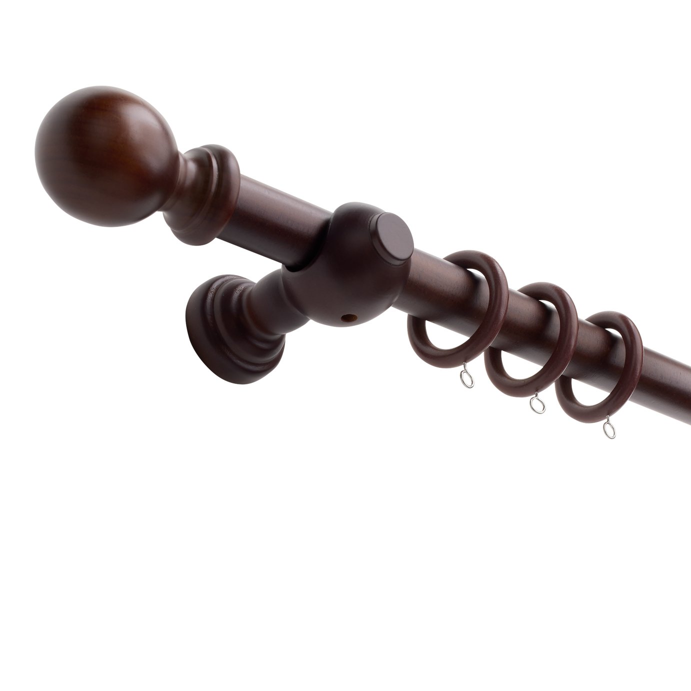 Argos Home Wooden Ball Walnut Stain Curtain Pole - 180cm