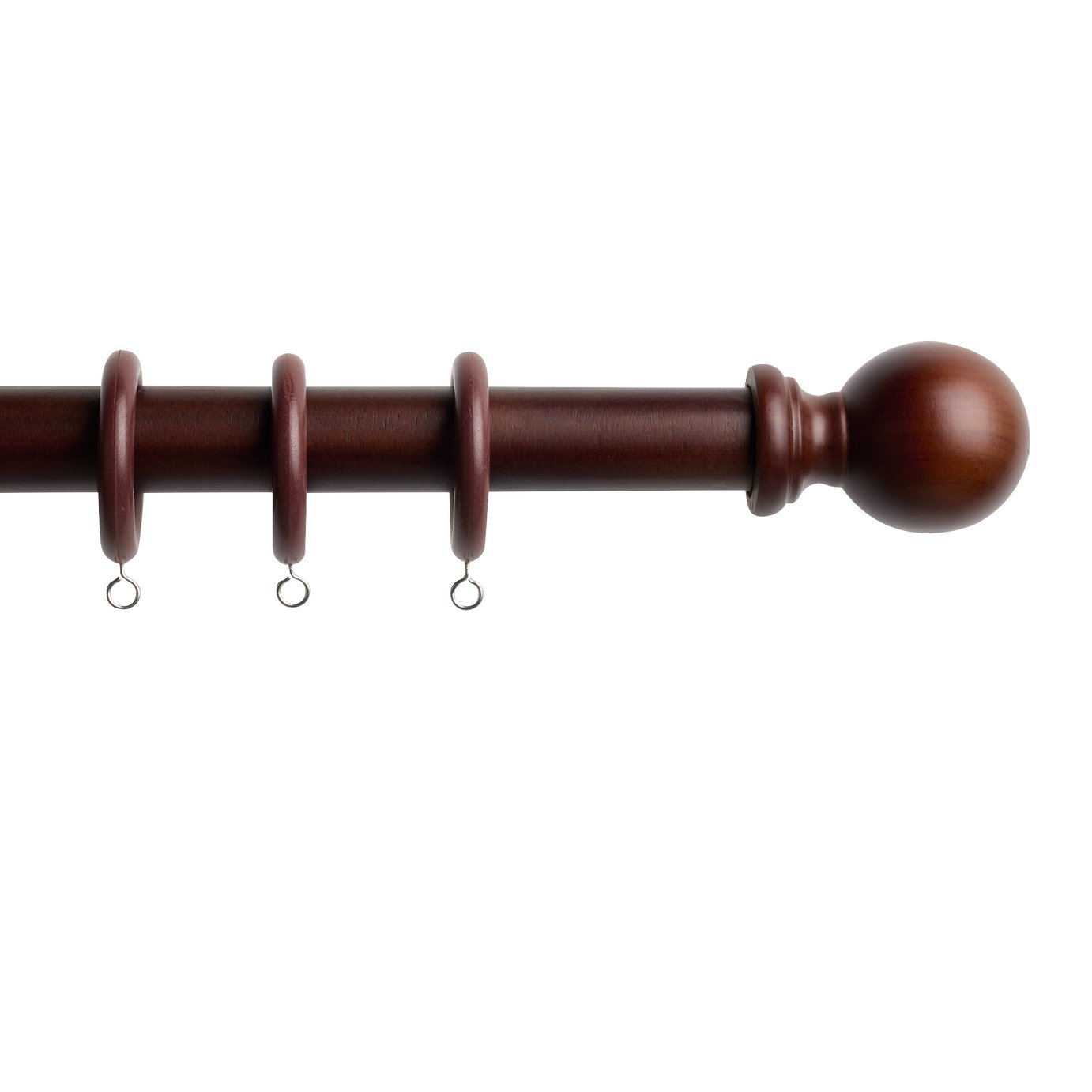 Argos Home Wooden Ball Walnut Stain Curtain Pole - 180cm