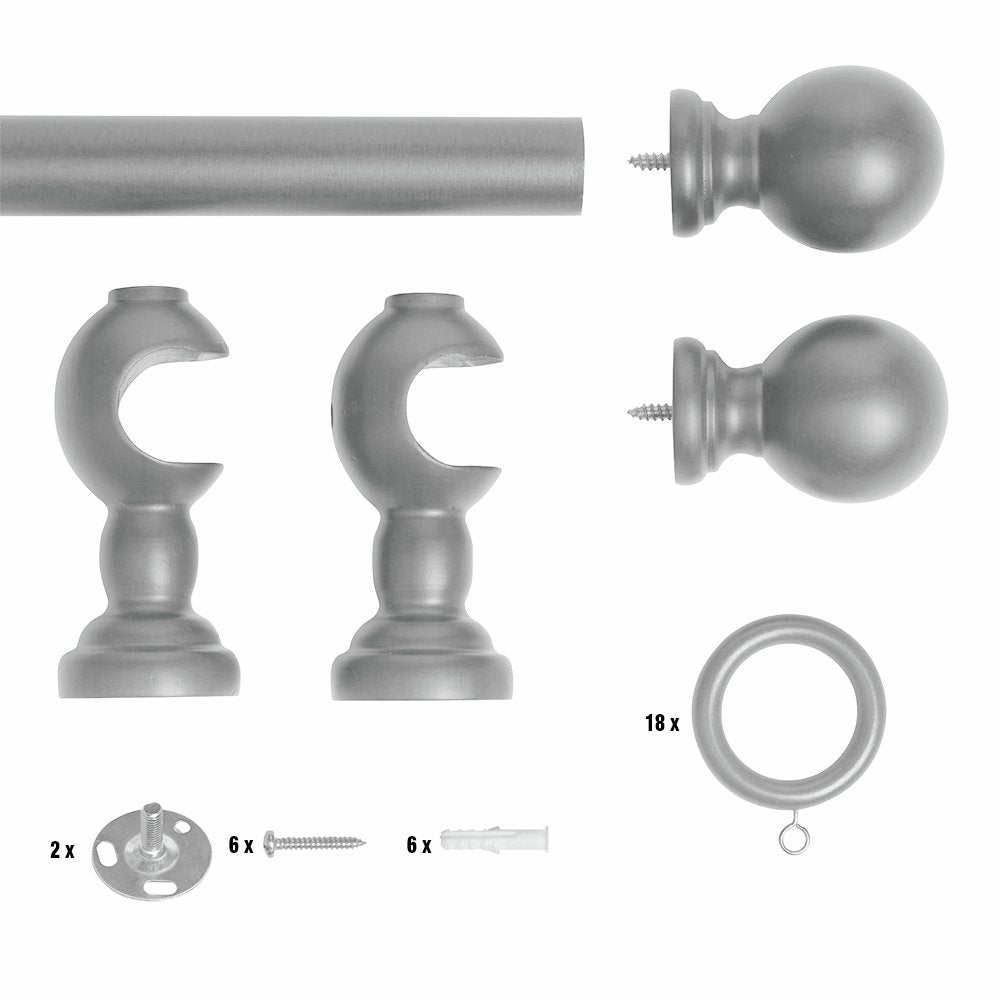 Argos Home Wooden Ball Walnut Stain Curtain Pole - 180cm