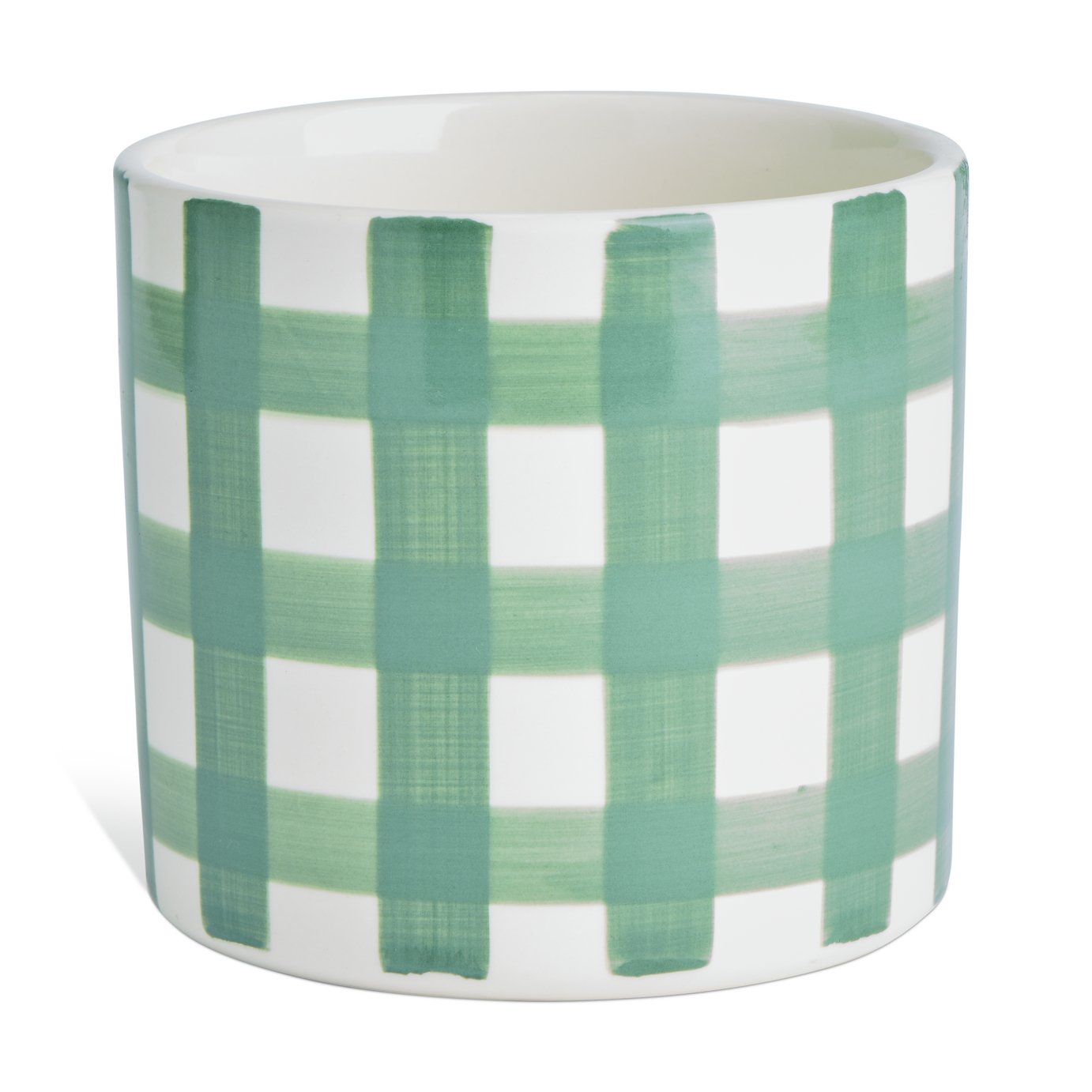 Argos Home Green Gingham Ceramic Planter