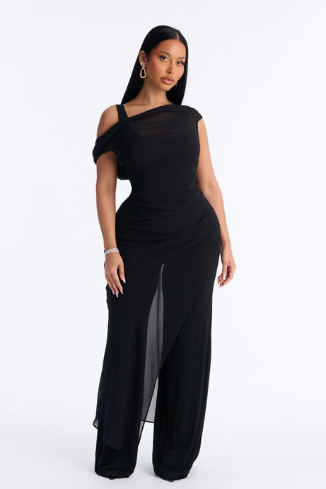 Brena 2 Piece Sheer Draped Jumpsuit