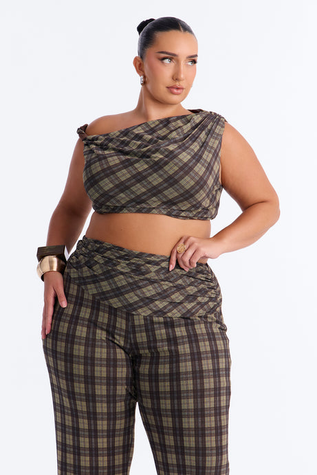Sadie Mesh Plaid Pant Set