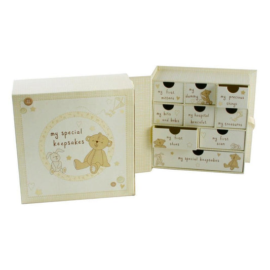 Celebrations Button Corner Baby Keepsake Box with Drawers