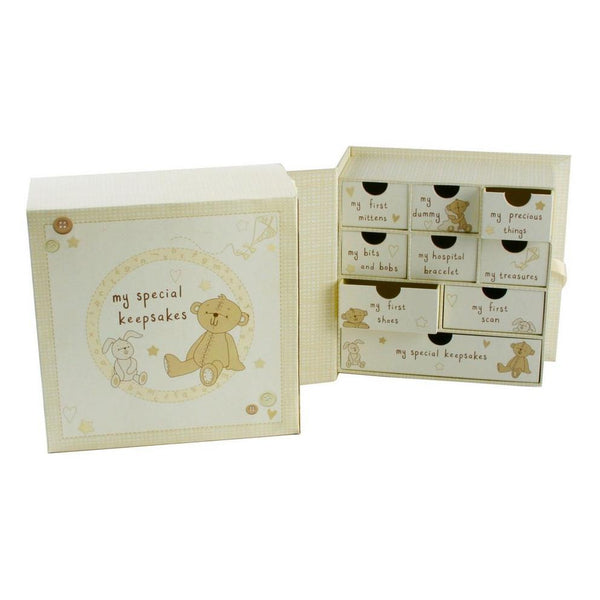 Celebrations Button Corner Baby Keepsake Box with Drawers