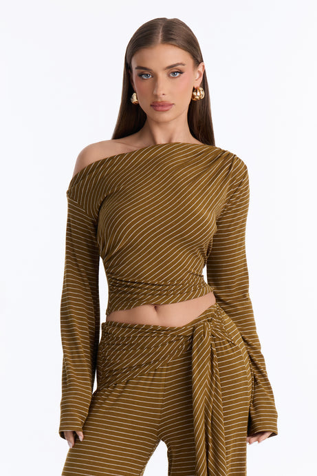 Layla Striped Off Shoulder Pant Set