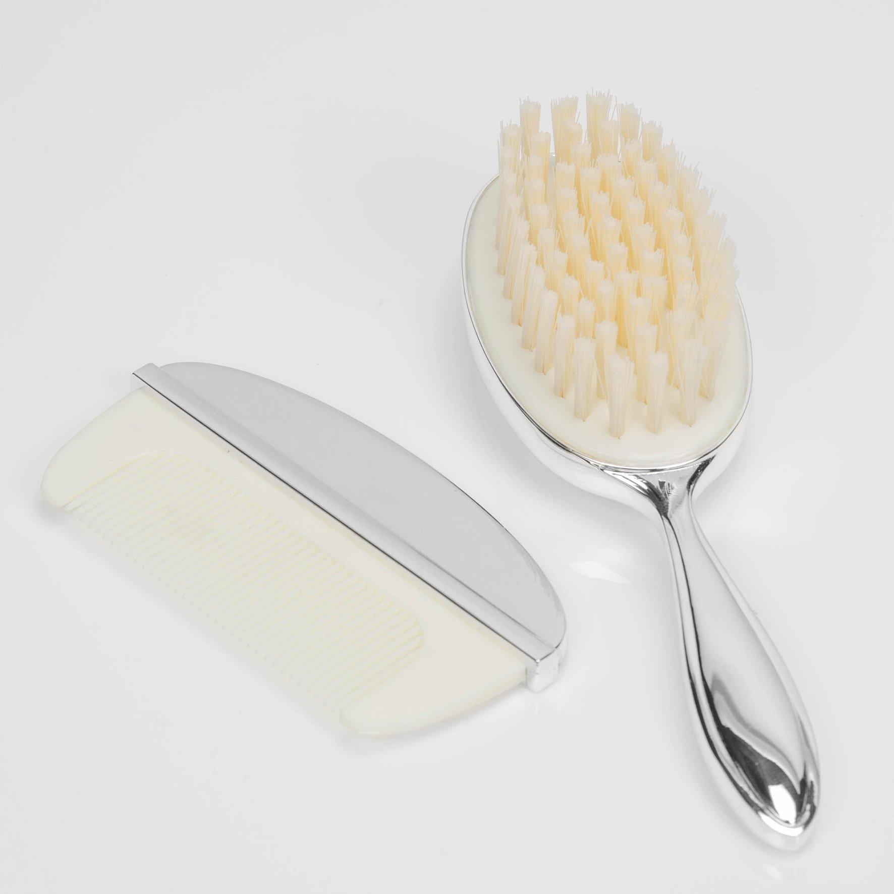 Juliana Collection Silver plated Baby Brush & Comb - Teddy Design
