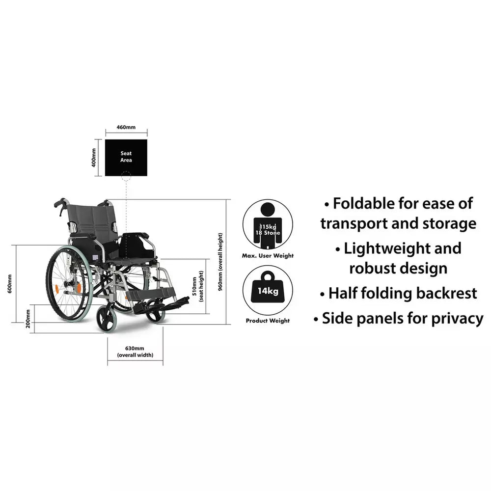 Aidapt Lightweight Self - Propelled Aluminium Wheelchair
