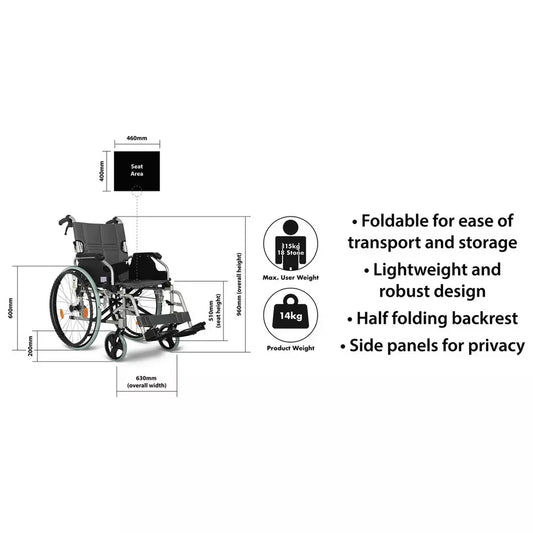 Aidapt Lightweight Self - Propelled Aluminium Wheelchair