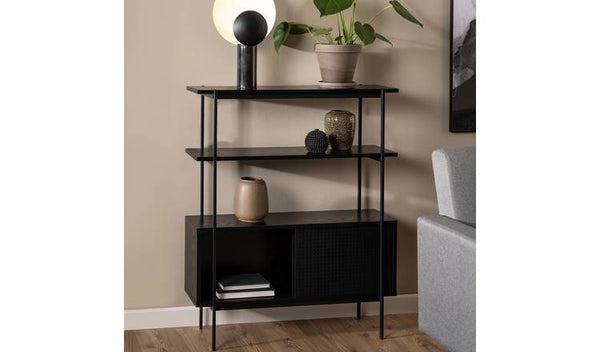 Furniture To Go Angus 2 Sliding Doors Bookcase - Black