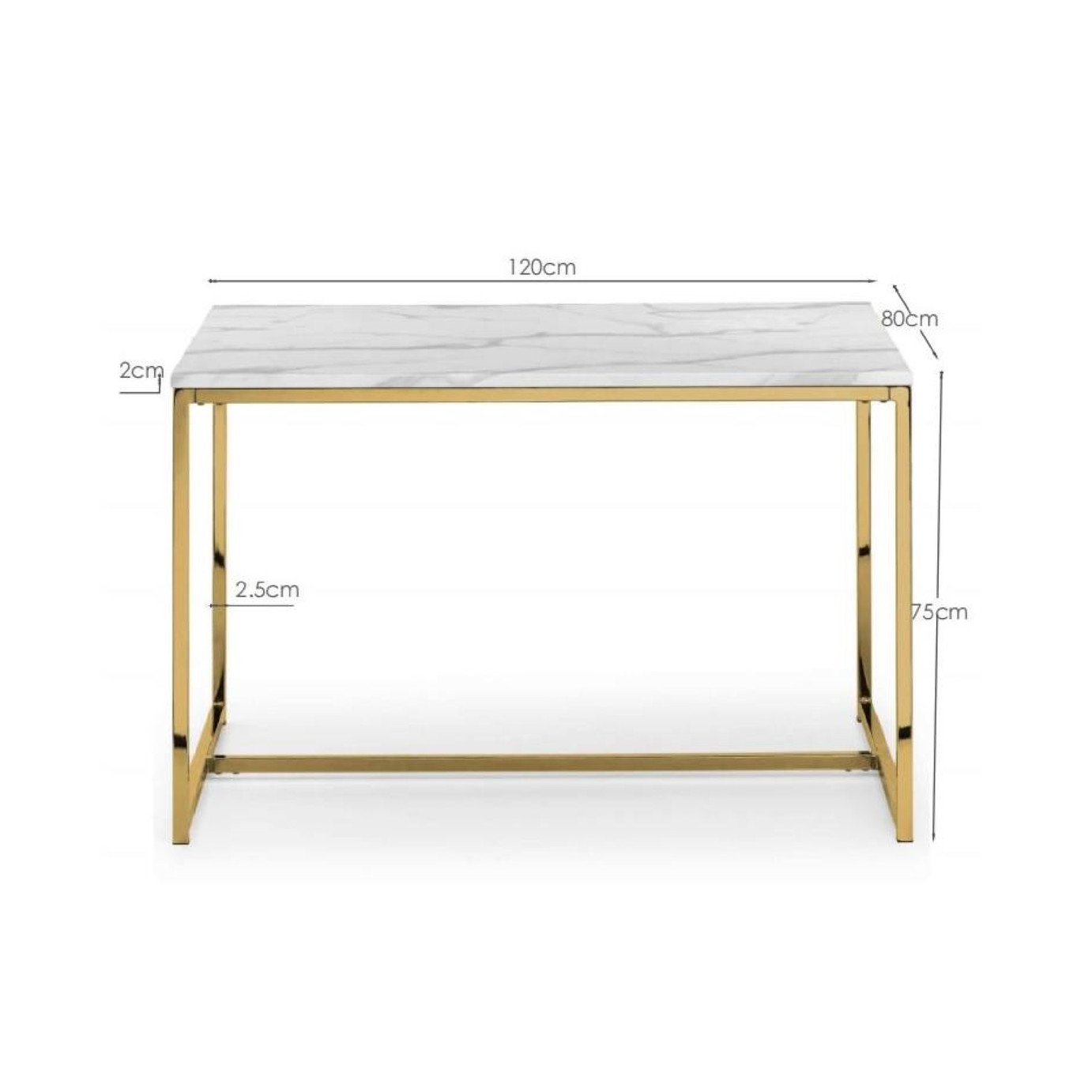 Julian Bowen Scala Marble Effect 4 Seater Dining Table-White