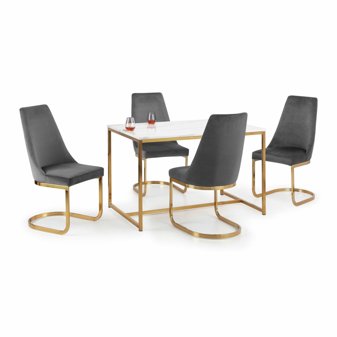 Julian Bowen Scala Marble Effect 4 Seater Dining Table-White