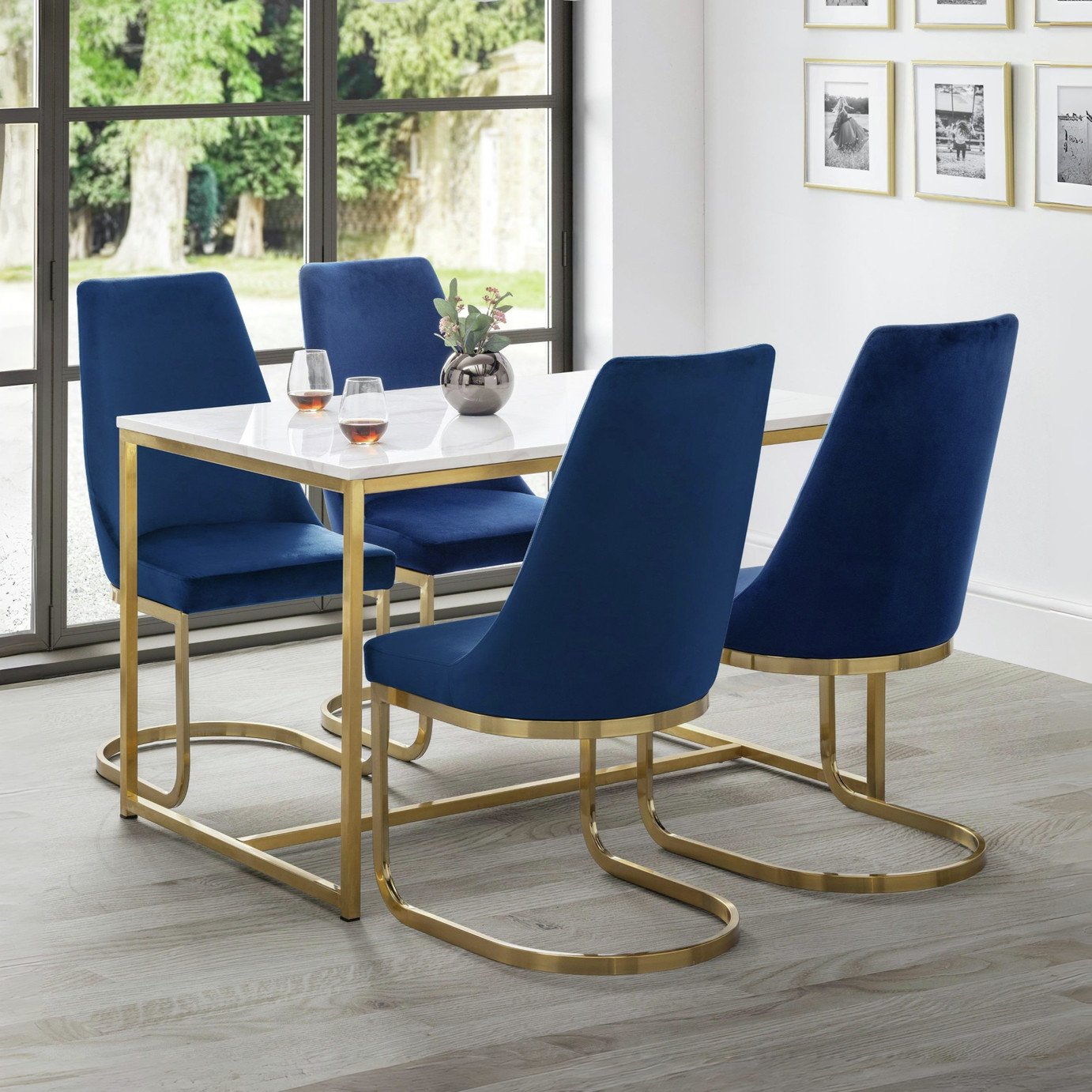 Julian Bowen Scala Marble Effect 4 Seater Dining Table-White