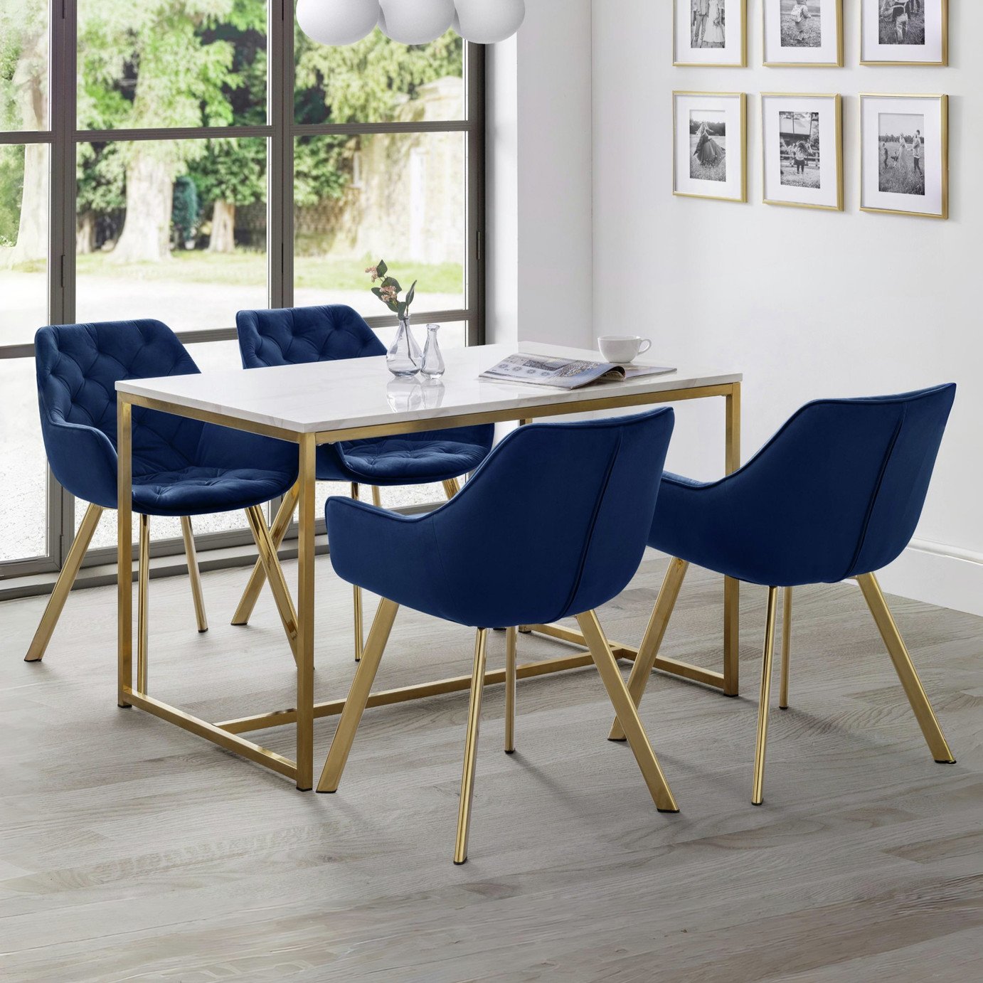 Julian Bowen Scala Marble Effect 4 Seater Dining Table-White