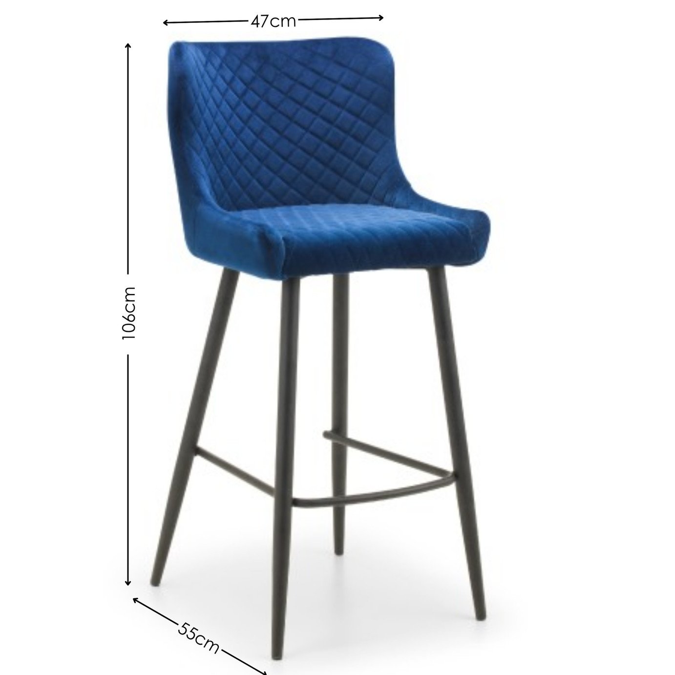 Julian Bowen Luxe Velvet Bar Stool - Blue