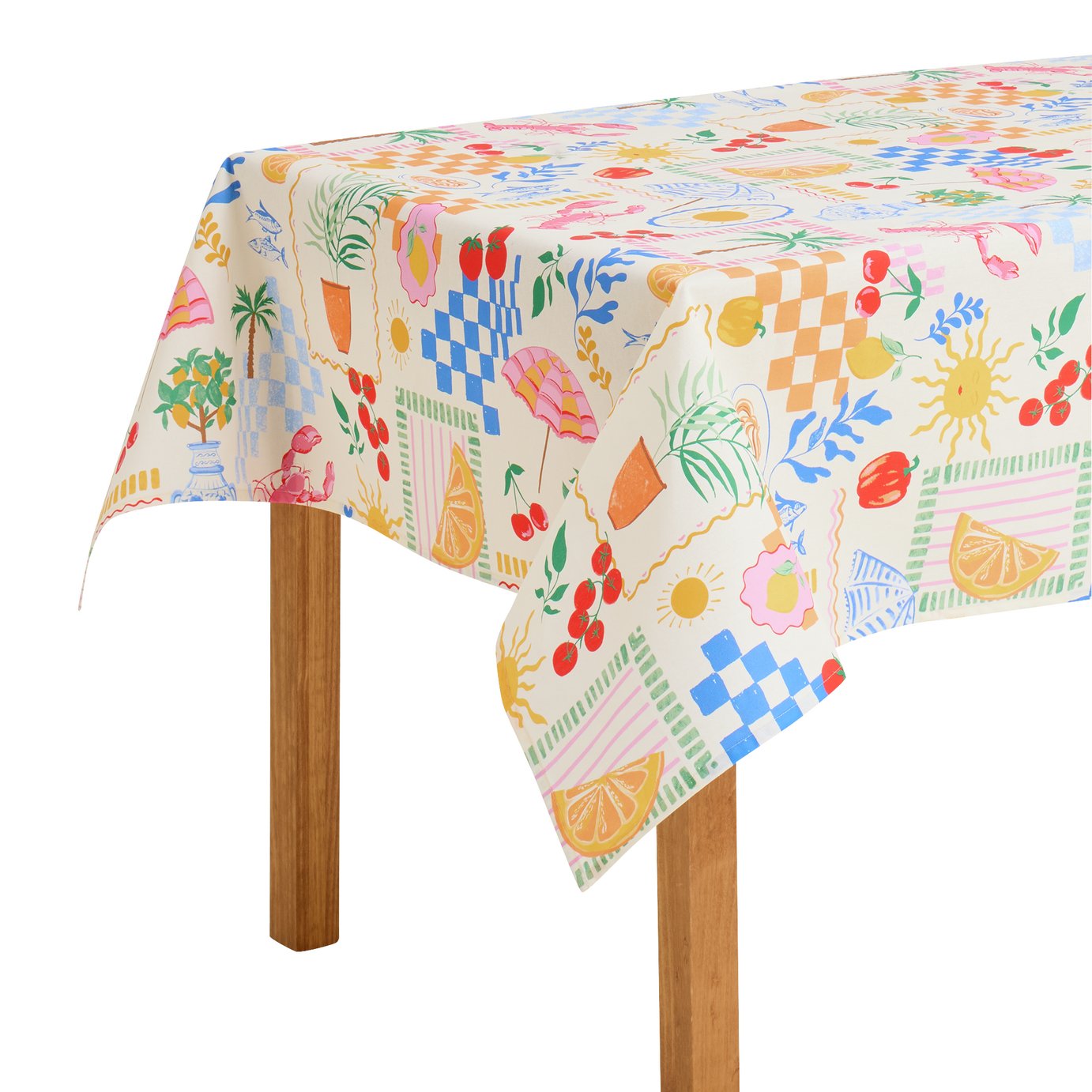 Argos Home Med Coastal Wipe Clean Table Cloth - Cream