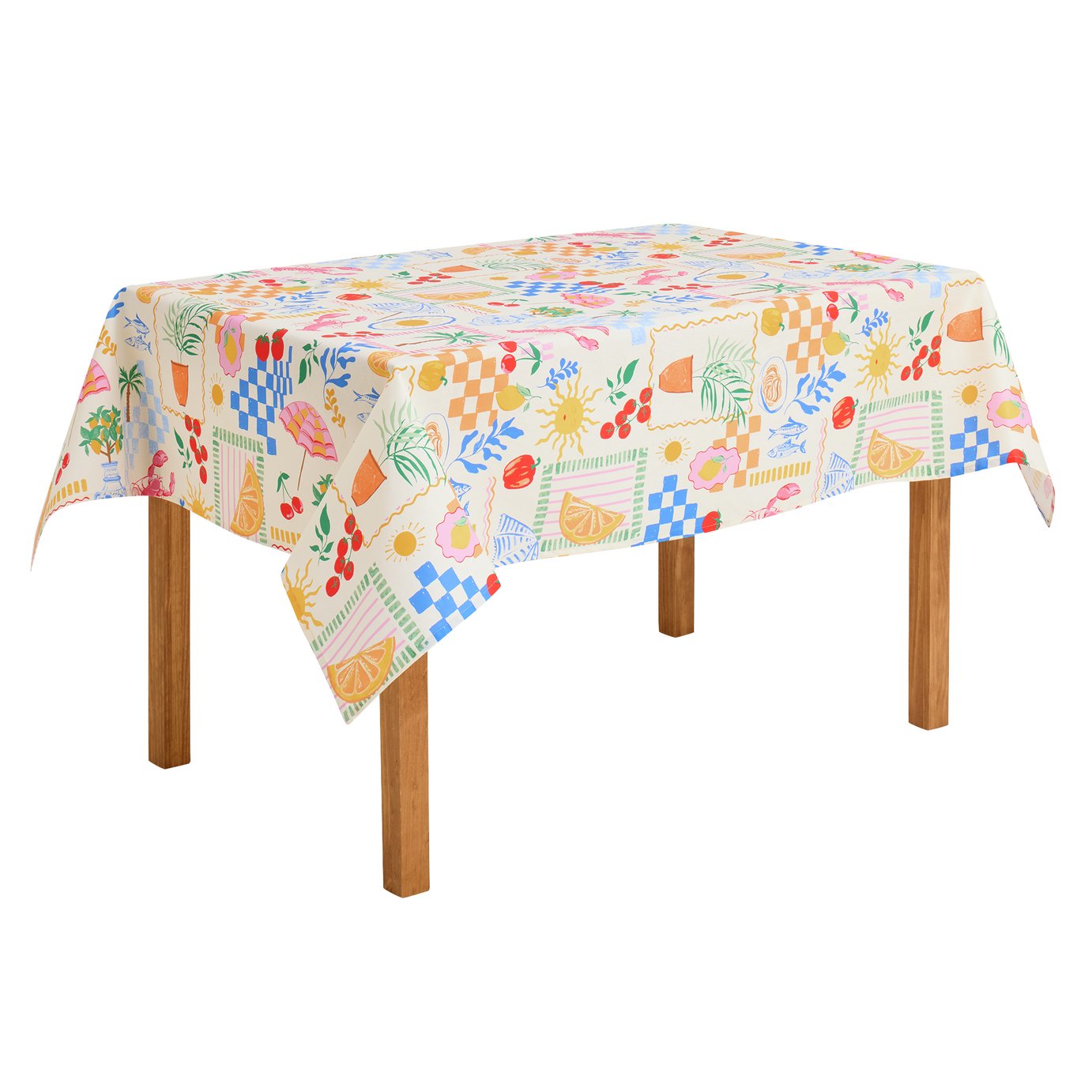 Argos Home Med Coastal Wipe Clean Table Cloth - Cream