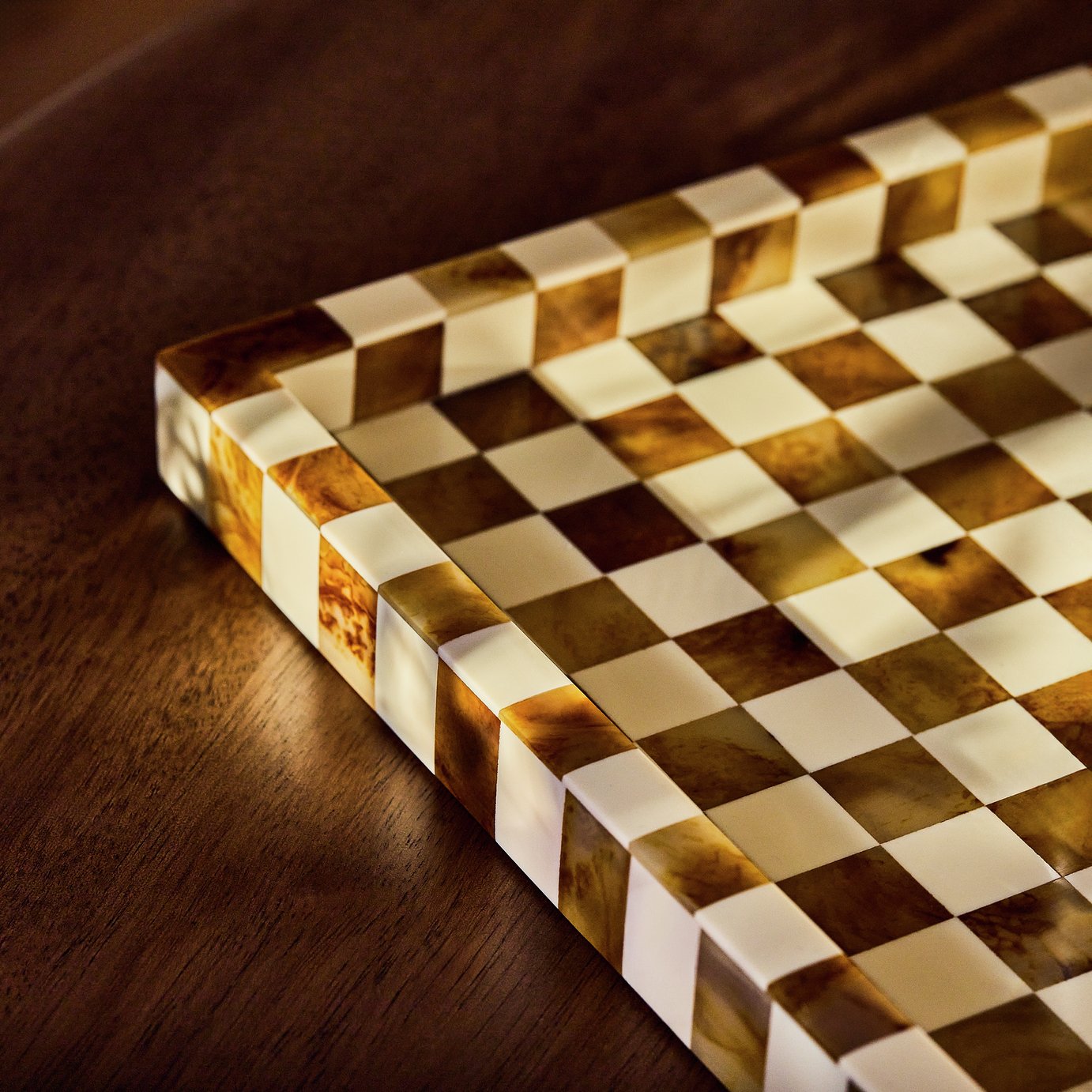 Habitat Checkered Resin Brown & White Coffee Table Tray