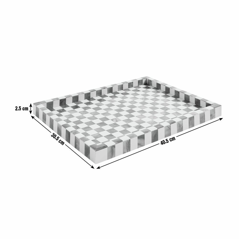 Habitat Checkered Resin Brown & White Coffee Table Tray