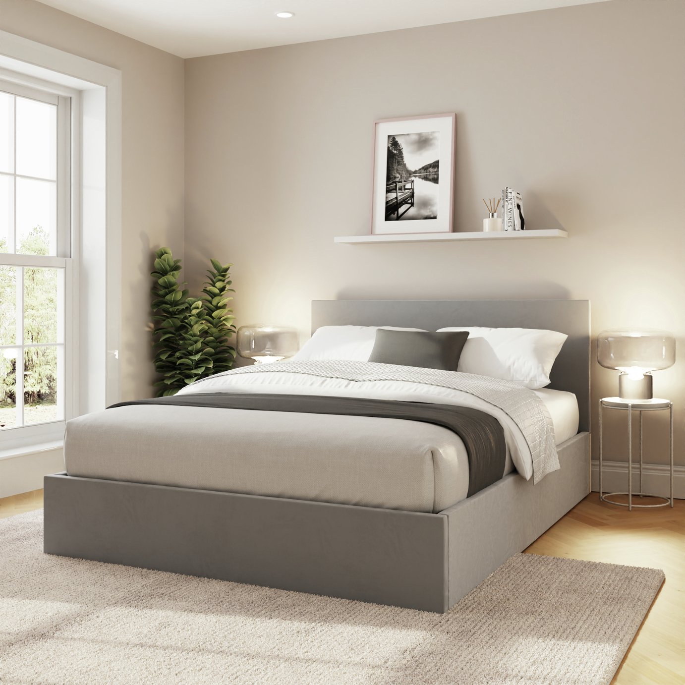 GFW End Lift Small Double Ottoman Bed With Mattress - Grey