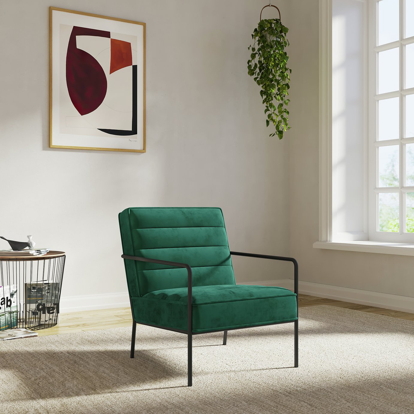 Dorel Bookham Velvet Accent Chair - Green
