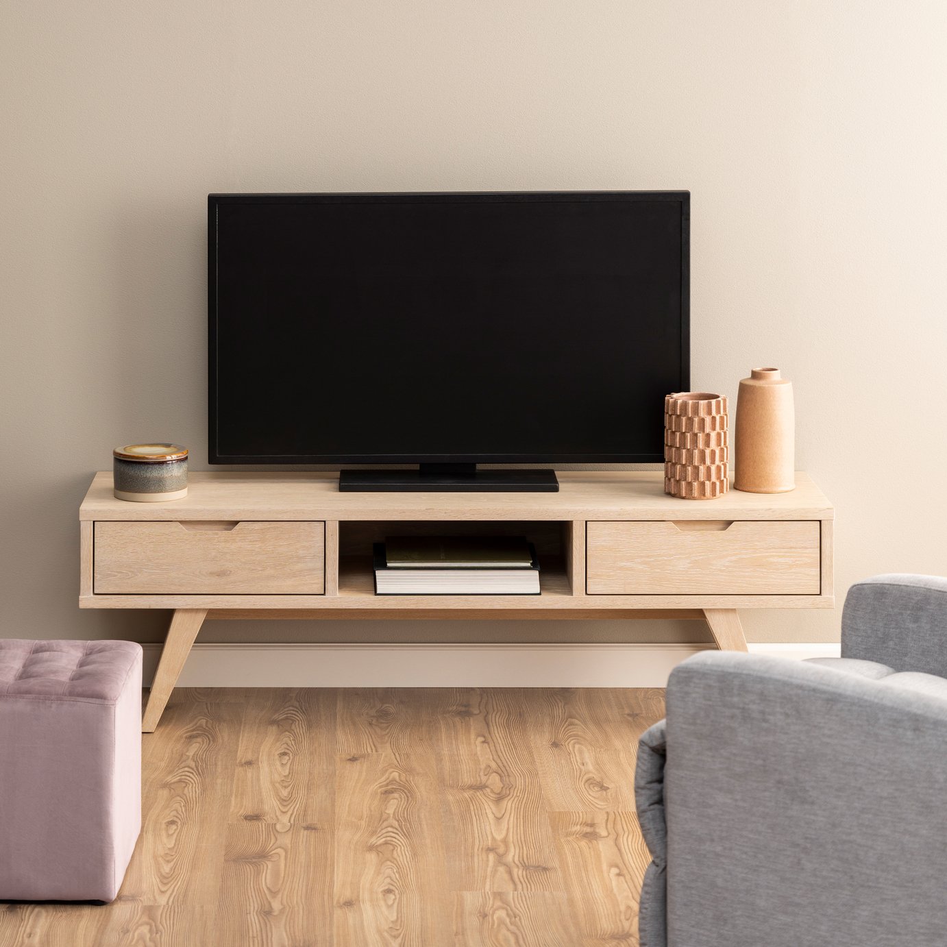 Furniture To Go A-Line 2 Drawer TV Unit - Natural