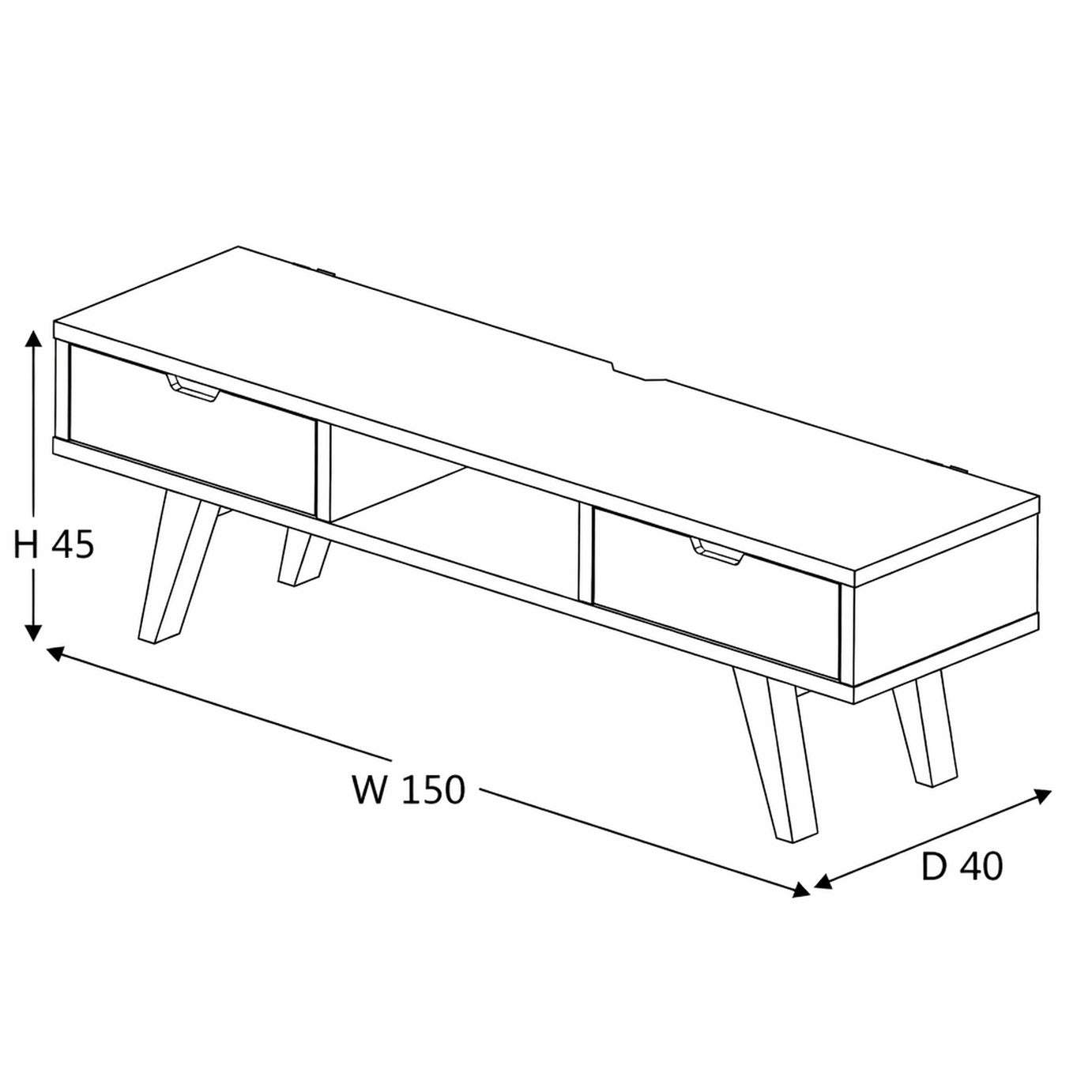 Furniture To Go A-Line 2 Drawer TV Unit - Natural