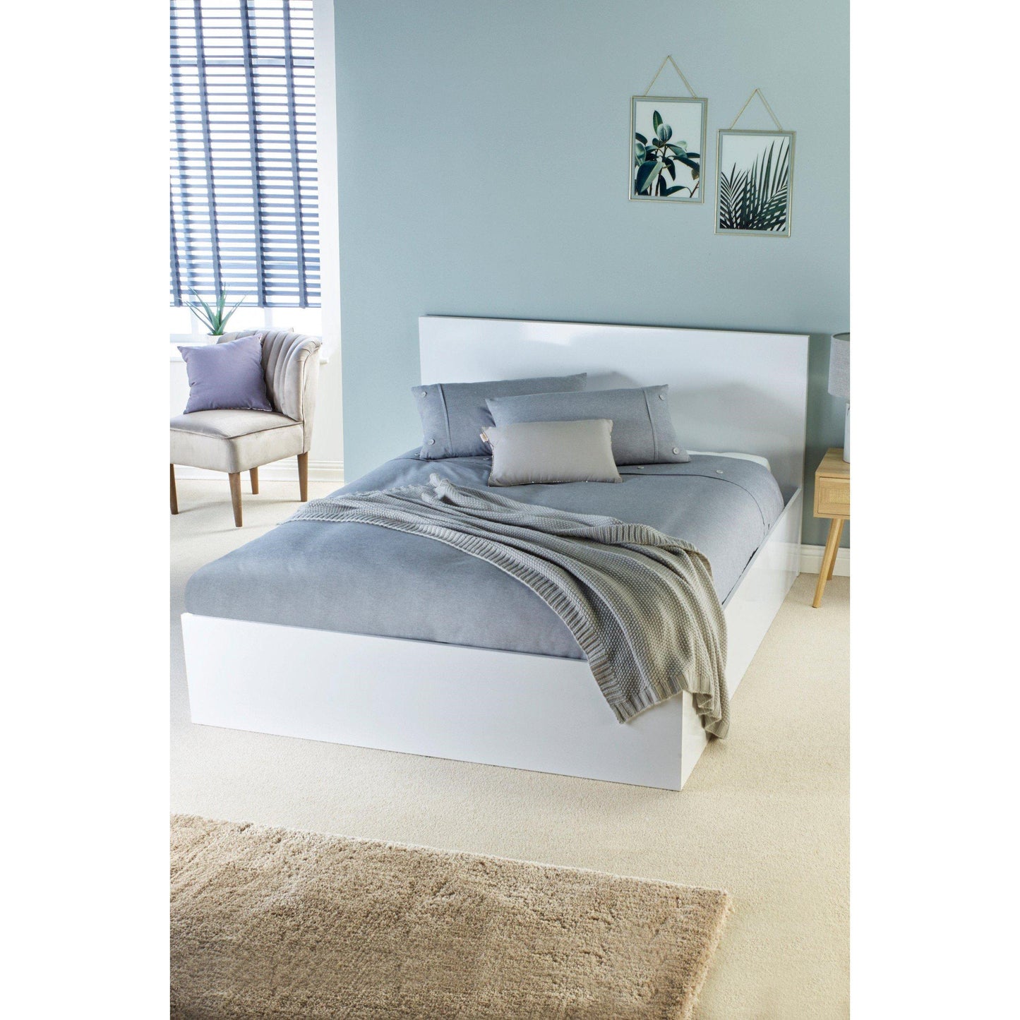 Homelife High Gloss Ottoman Bed