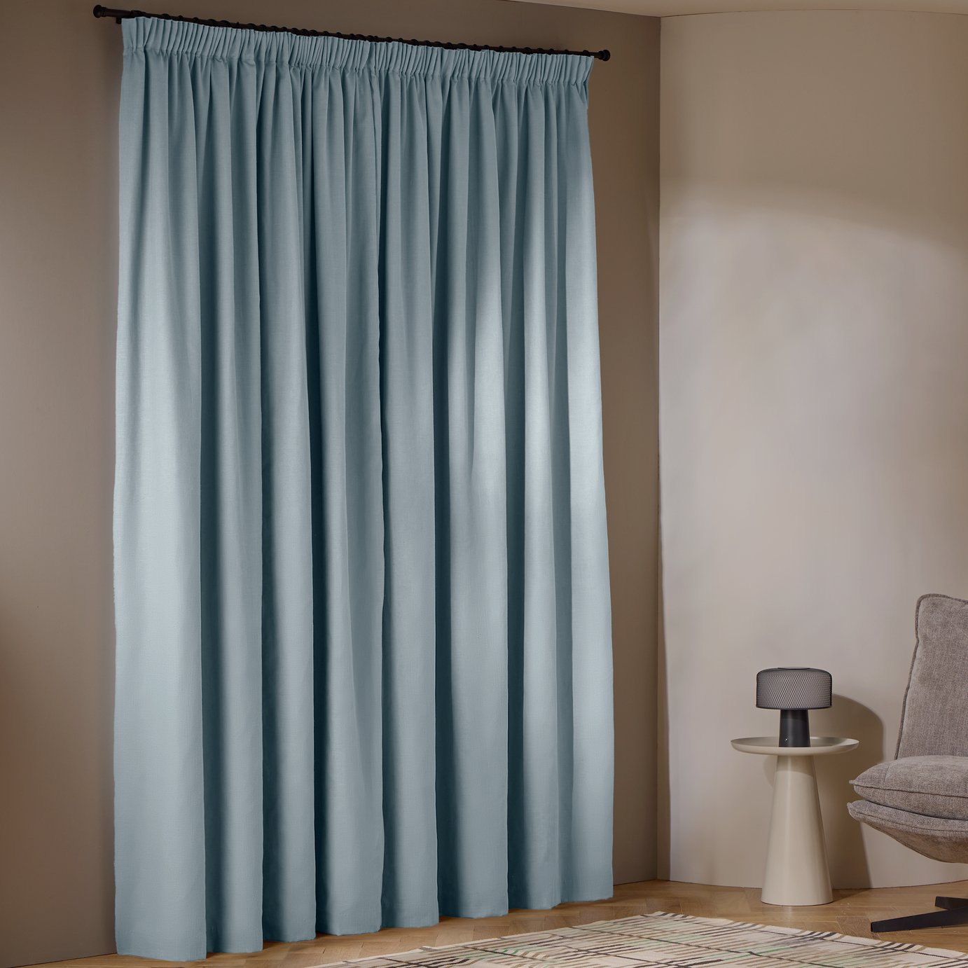 Habitat With Linen Blackout Curtains - Blue - 117x137cm