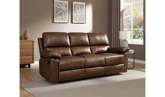 Argos Home Toby Faux Leather 3 Seater Recliner Sofa - Tan