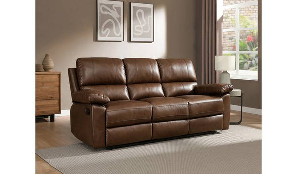 Argos Home Toby Faux Leather 3 Seater Recliner Sofa - Tan
