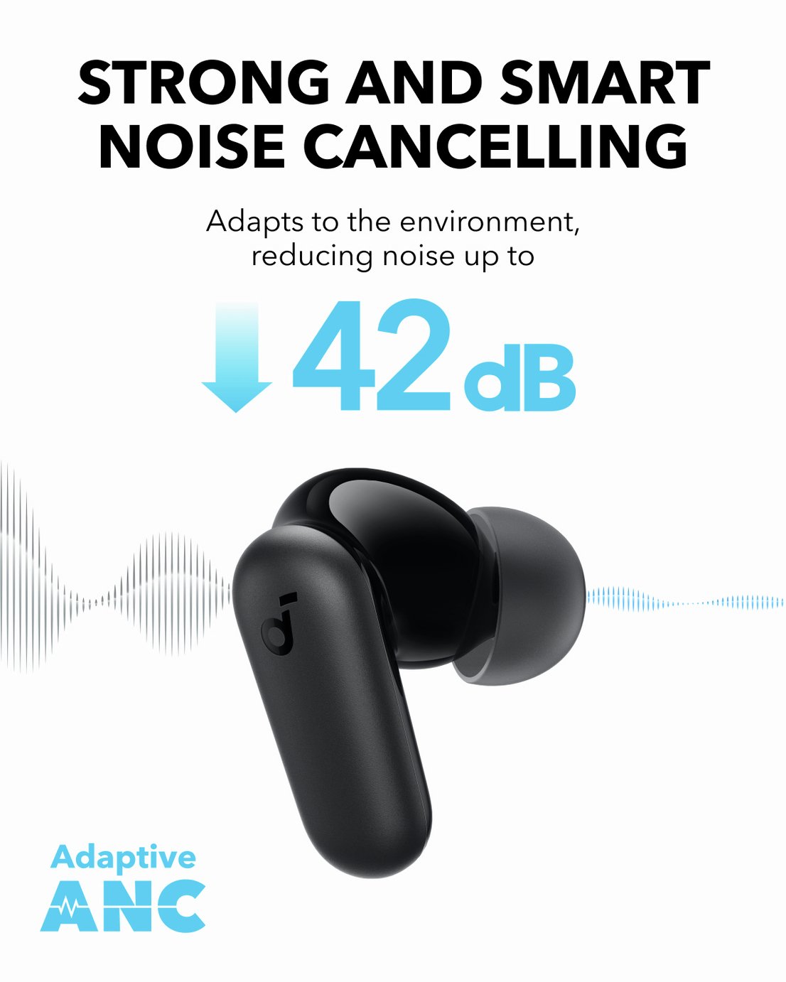 Soundcore R50i Noise-Cancelling True Wireless Earbuds - Black