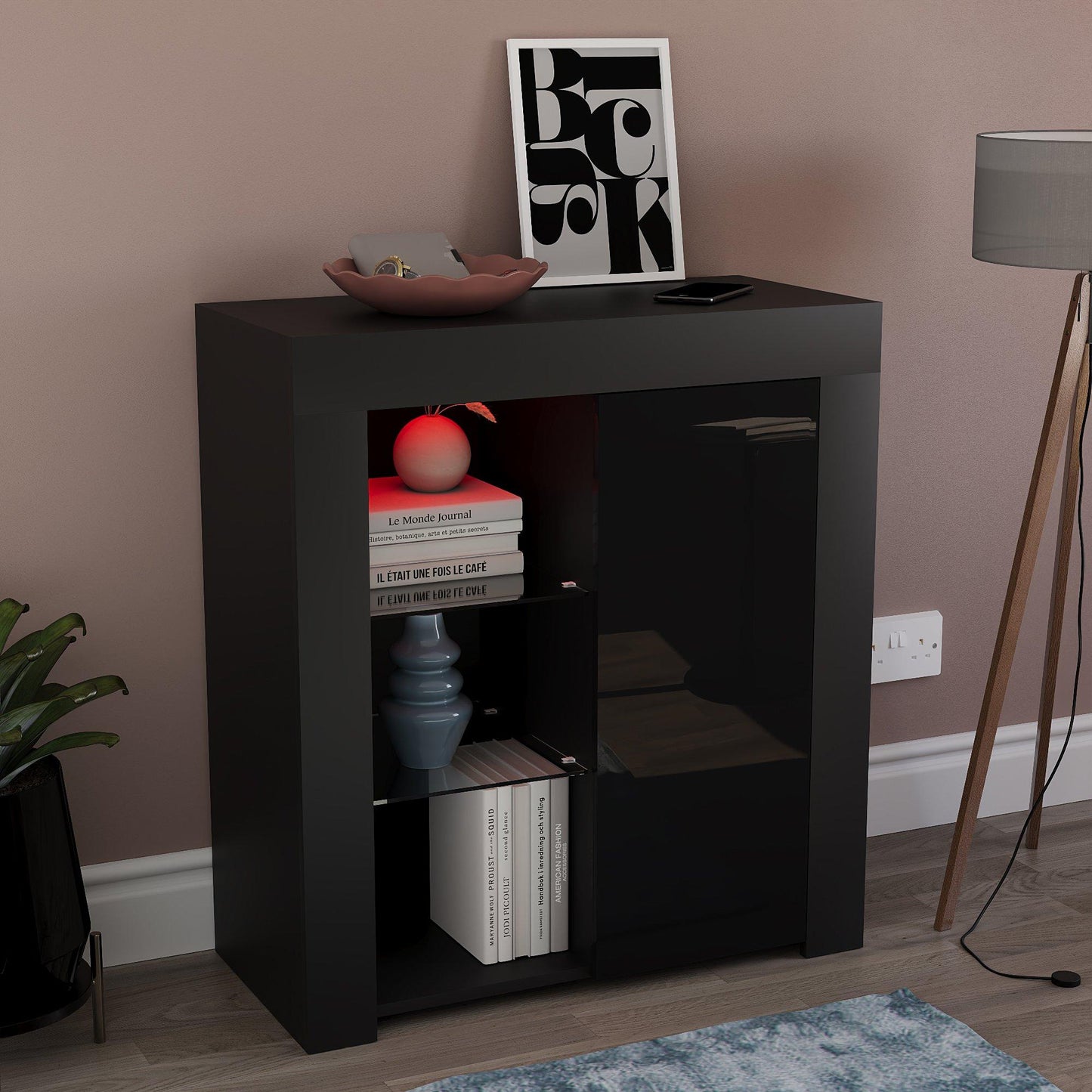 Lassic Vida Designs Azura 1 Door Multi LED Sideboard