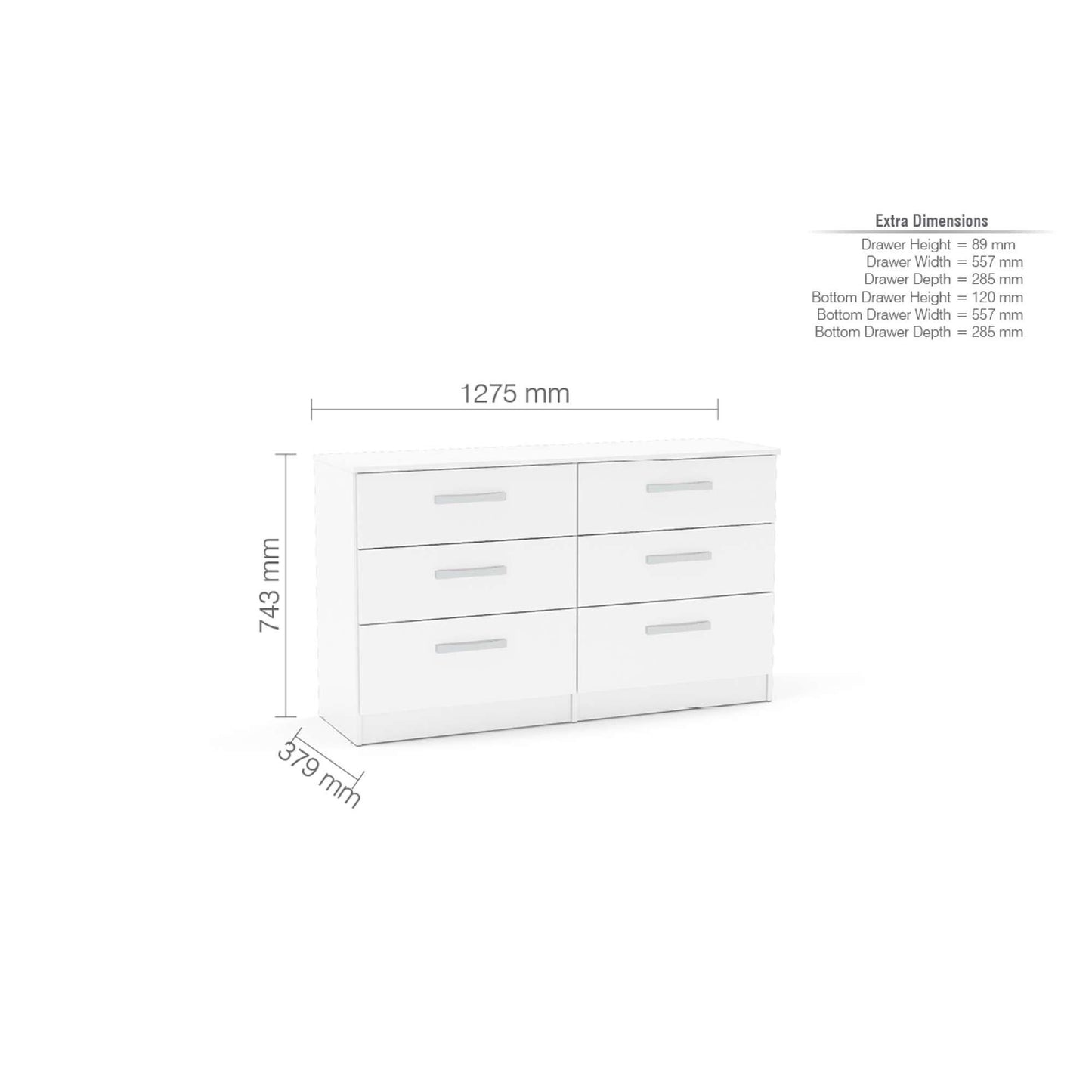 Birlea Lynx 6 Drawer Chest