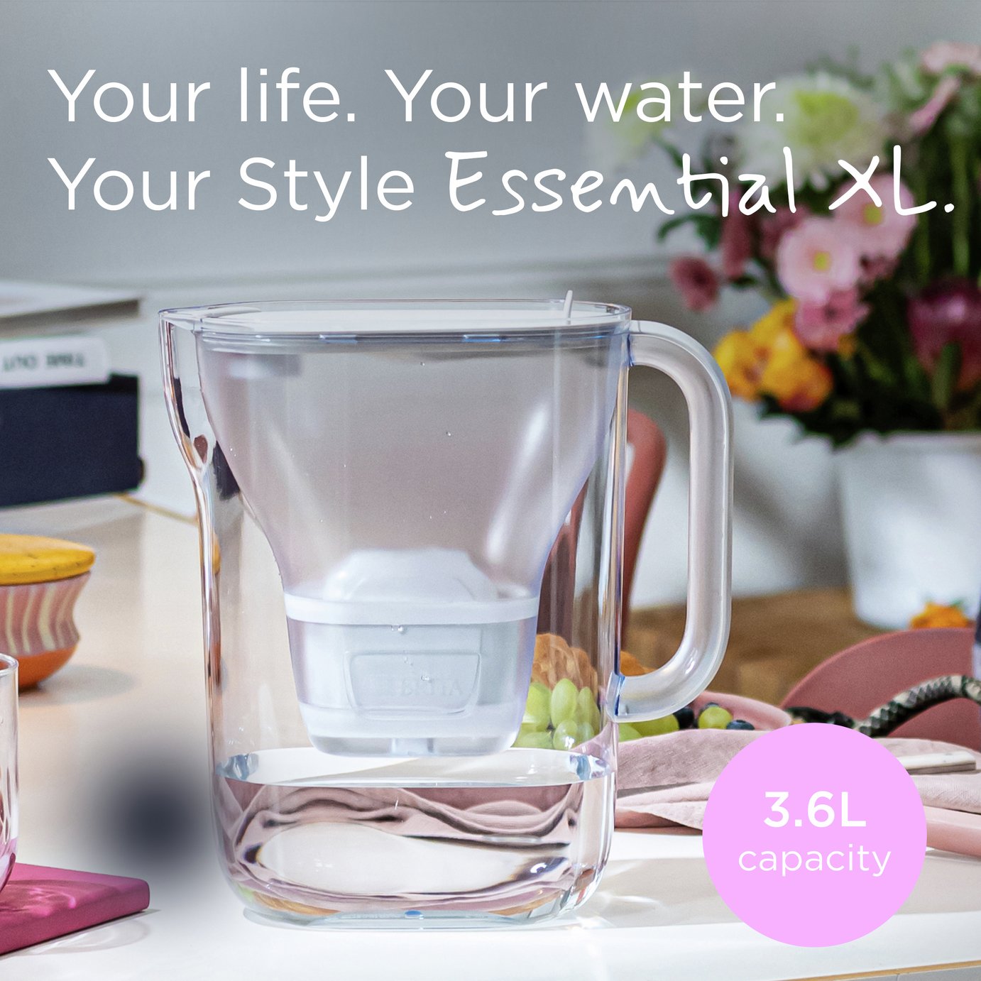 BRITA Style Essential 3.6L XL Water Filter Jug - White