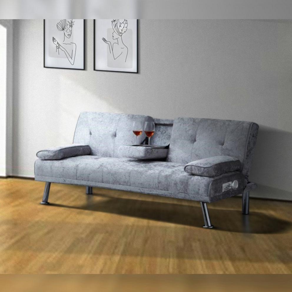 Single Crushed Velvet Sofa Bed with Bluetooth