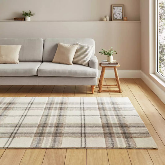 Catherine Lansfield Kelso Natural Short Pile Rug - 80x150cm