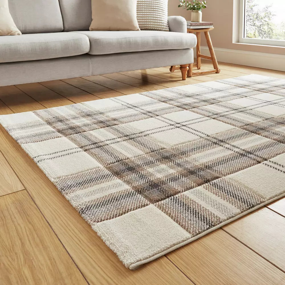 Catherine Lansfield Kelso Natural Short Pile Rug - 80x150cm