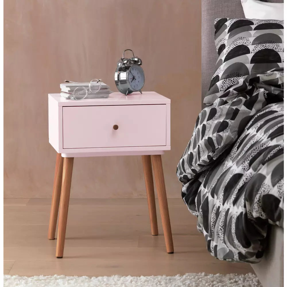 Habitat Otto 1 Drawer Bedside Table - Pink