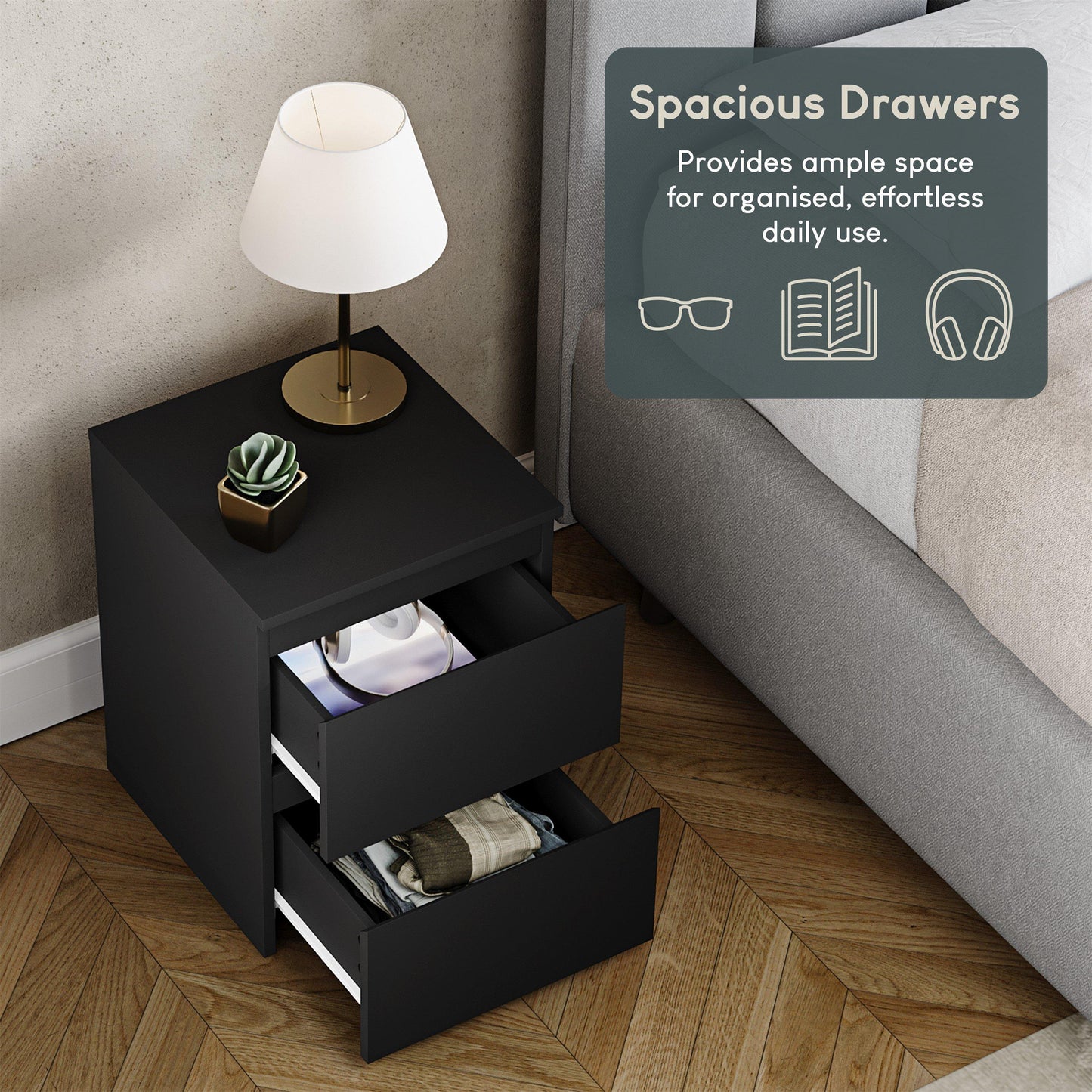 Lassic Vida Designs Denver 2 Drawer Bedside Chest