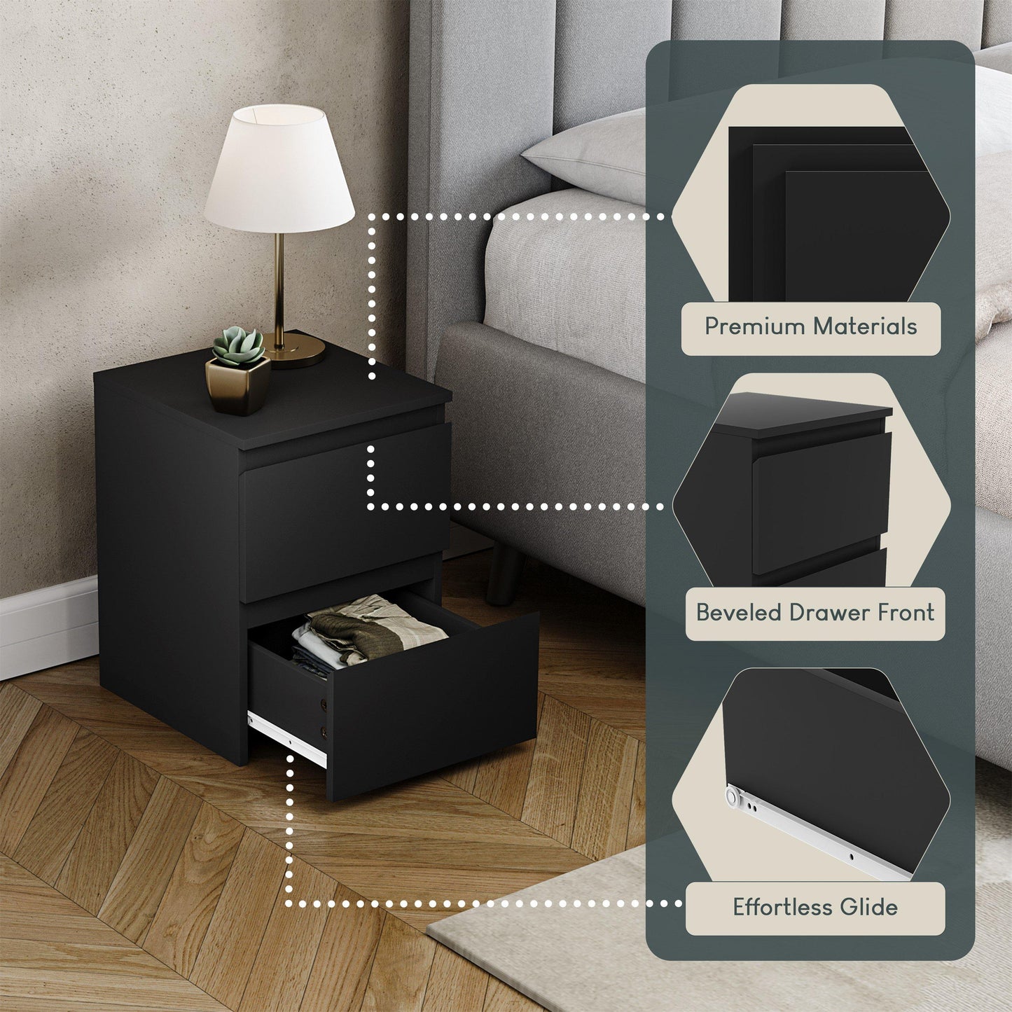 Lassic Vida Designs Denver 2 Drawer Bedside Chest