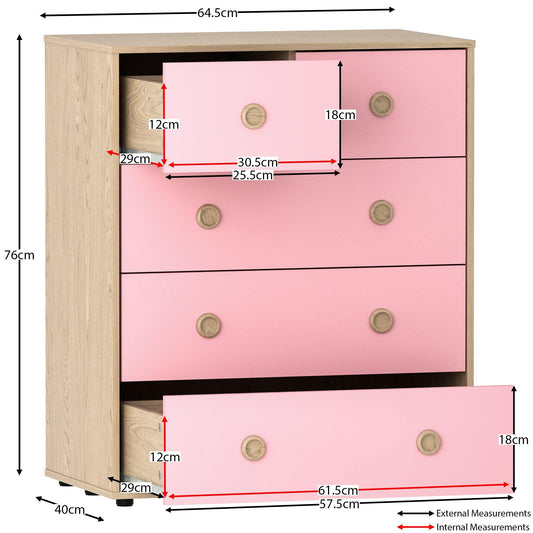 Lassic Junior Vida Neptune 5 Drawer Chest