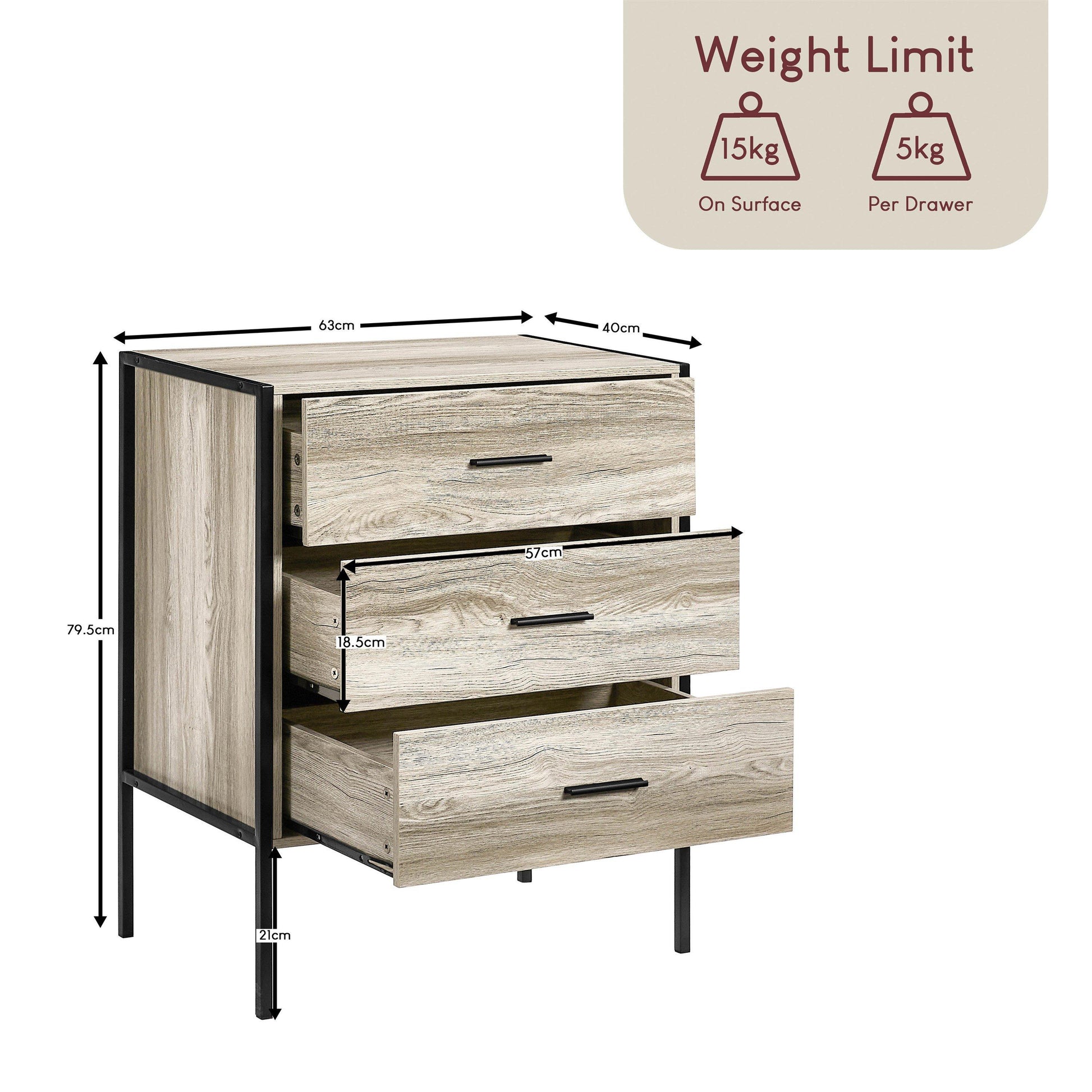 Lassic Vida Designs Brooklyn 3 Drawer Chest