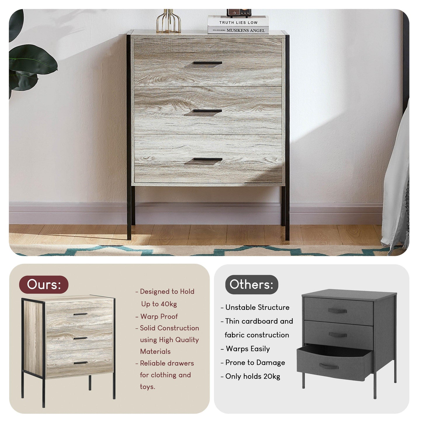 Lassic Vida Designs Brooklyn 3 Drawer Chest