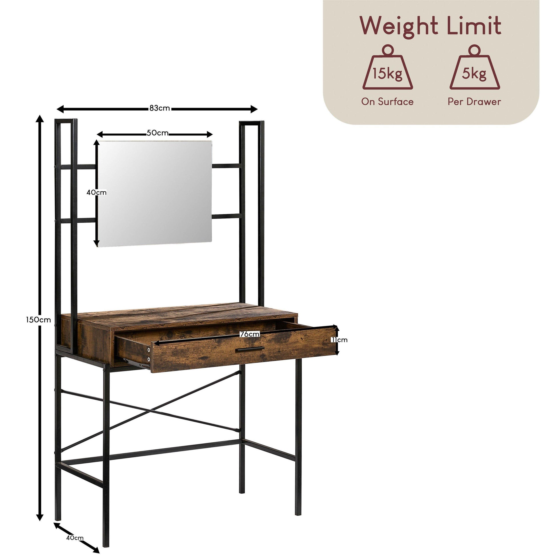 Lassic Vida Designs Brooklyn 1 Drawer Dressing Table
