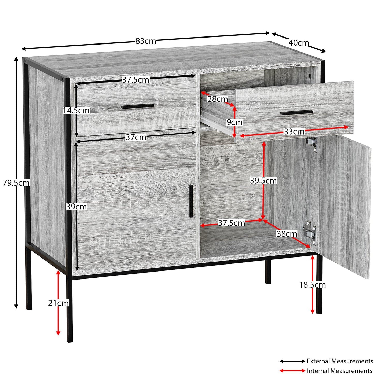 Lassic Vida Designs Brooklyn 2 Door 2 Drawer Sideboard