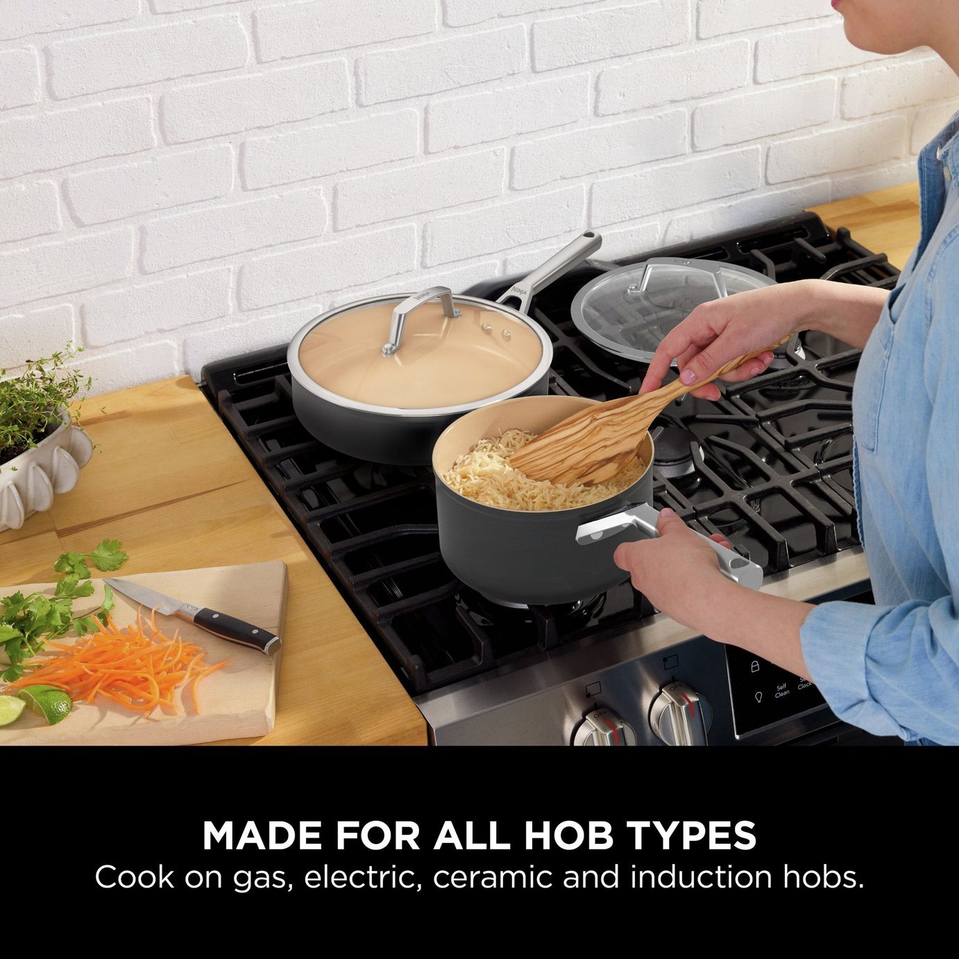 Ninja Extended Life Ceramic 2 Piece Aluminium Frying Pan Set